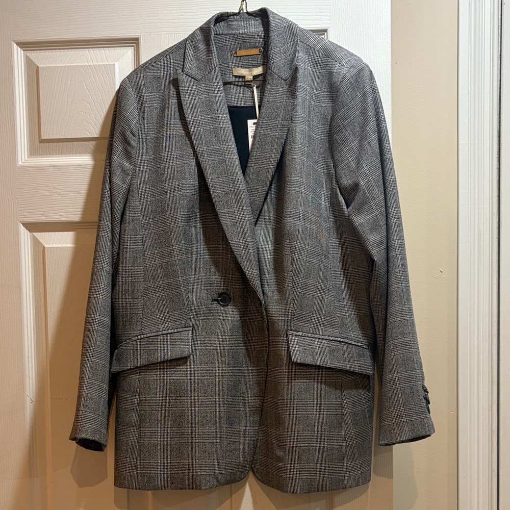 Gray Plaid Ladies Blazer
